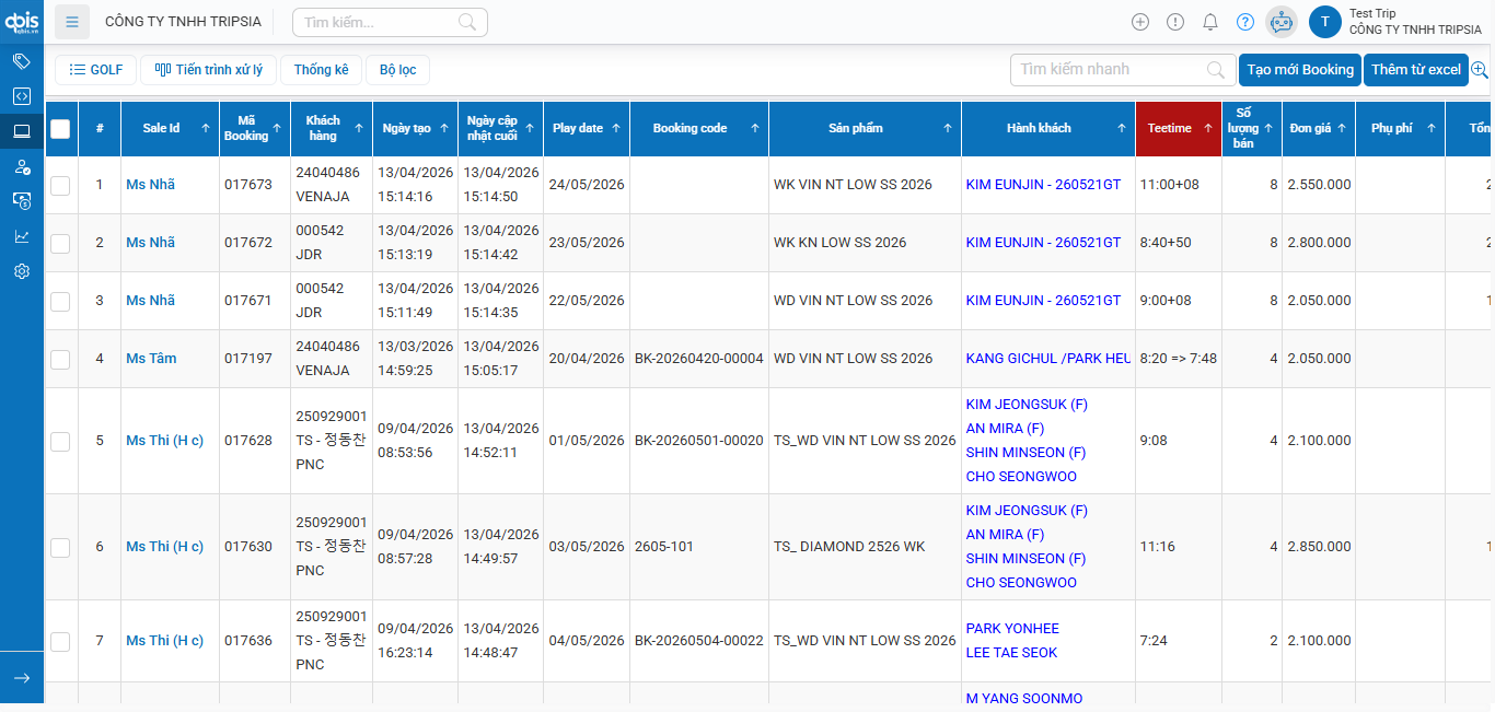 Phần mềm STOUR tại TripSIA