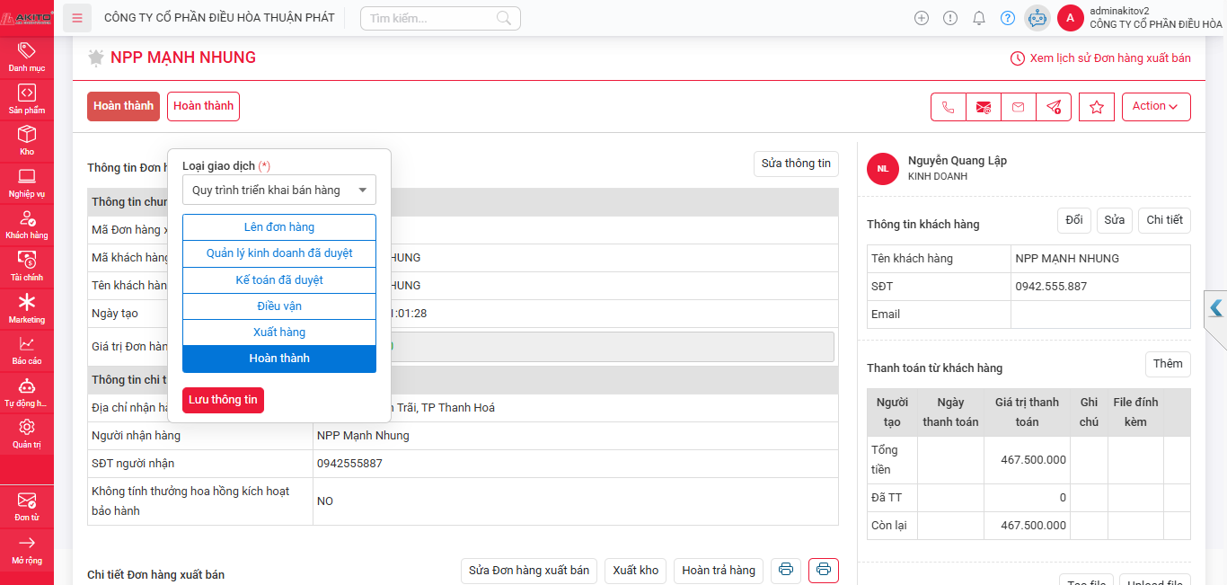 Phần mềm SSALE tại Akito