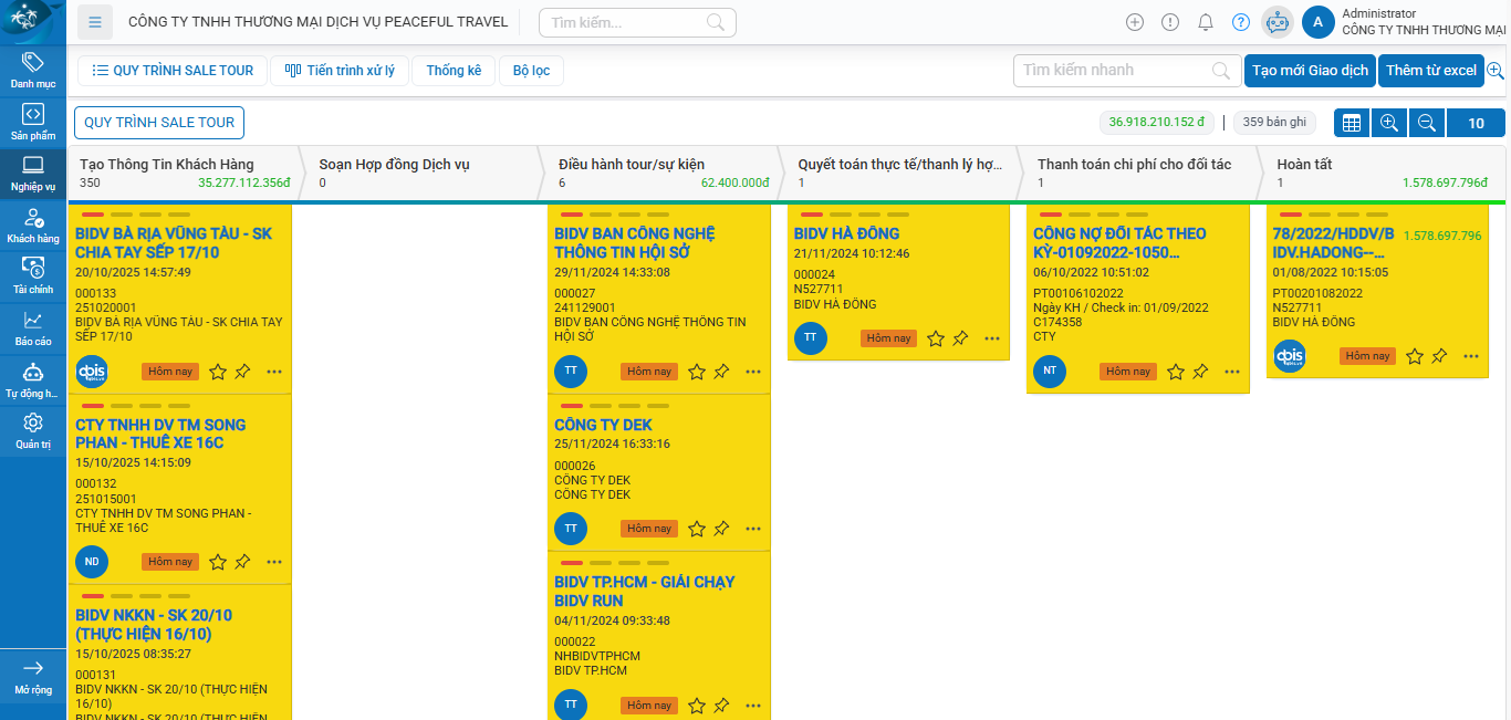 Phần mềm STOUR tại Bình Yên Travel