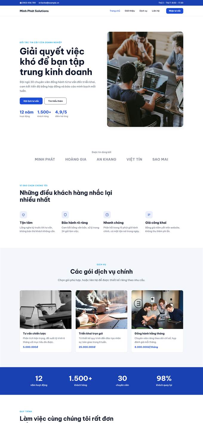 QBIS company website template, Minh Phat Solutions