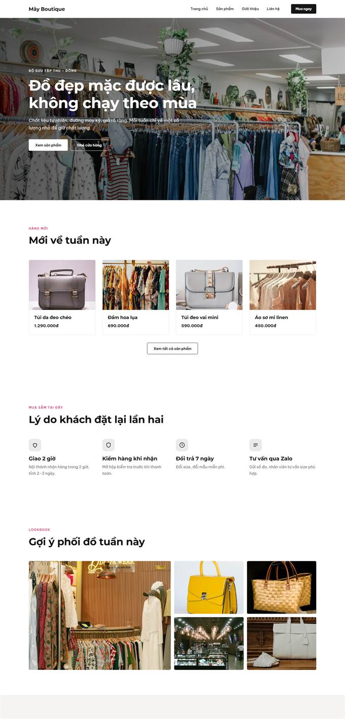 QBIS fashion website template, May Boutique