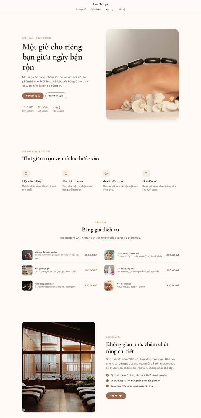 QBIS spa website template, Hoa Moc Spa